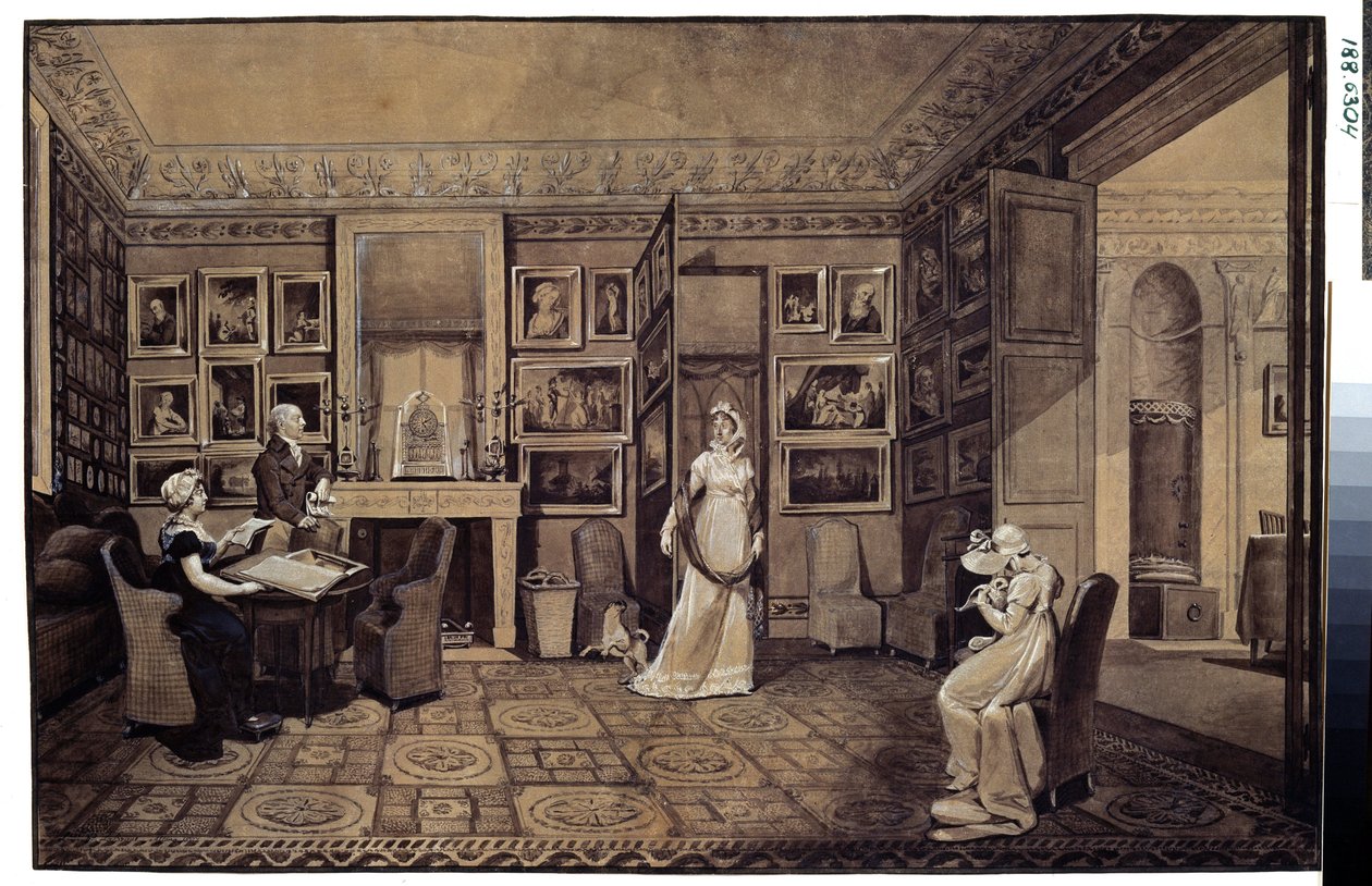 Drawing Room in Ivan Ivanowitch Baryatinsky House (1772-1825) Herceg Altonában (Drawing Room in the Baryatinsky House in Altona). Marie Louise Elisabeth Vigee-Lebrun rajza (Vigee Lebrun) (1755-1842) alkotó: Elisabeth Louise Vigee Lebrun