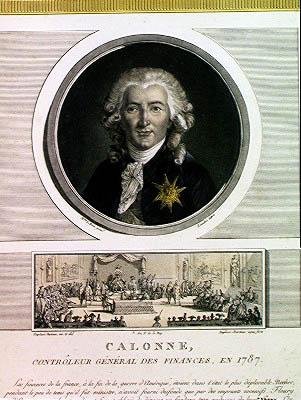 Charles Alexandre de Calonne (1734-1802) XVI. Lajos (1754-93) pénzügyeinek általános ellenőre, amelyet Charles Levachez (fl.1760-1820) és a Jean Duplessi Bertau a Nevezetesek Gyülekezete vésett. alkotó: Elisabeth Louise after Vigee Lebrun