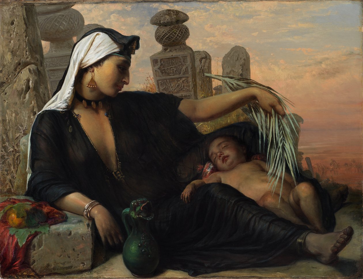 Egy egyiptomi fellah nő a babájával alkotó: Elisabeth Maria Anna Jerichau Baumann