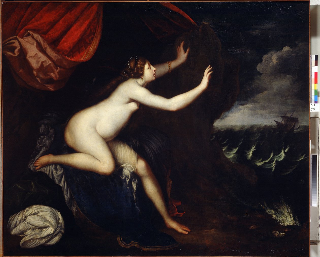 Riyadane (Riyadane) az Abandonon ült. Painture de Elisabetta Sirani (1638-1665). Huille sur Toile alkotó: Elisabetta Sirani