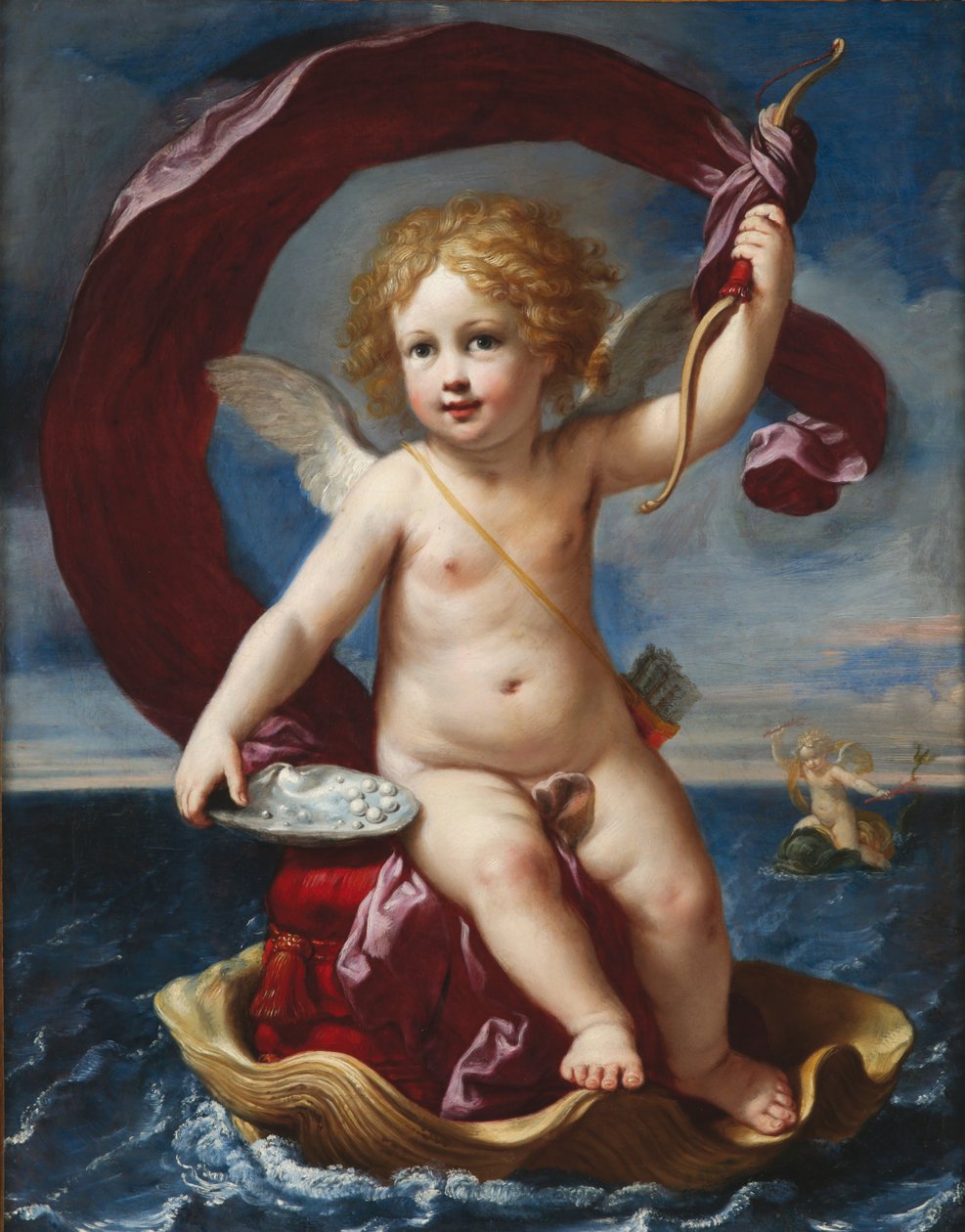 Ámor diadalmaskodik a tengeren Amorino Medici, 1661. alkotó: Elisabetta Sirani