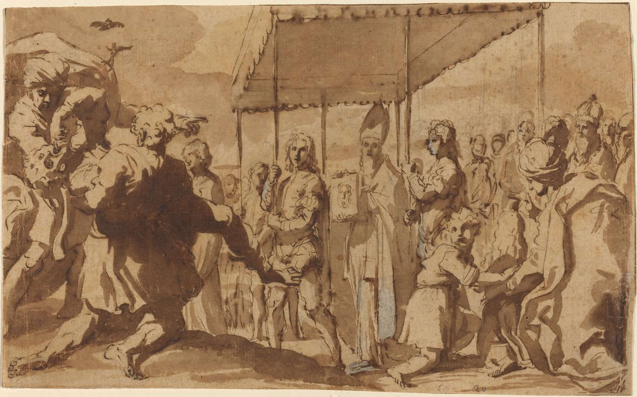 A megszállott fiú gyógyulása a Volto Santo menetében alkotó: Elisabetta Sirani