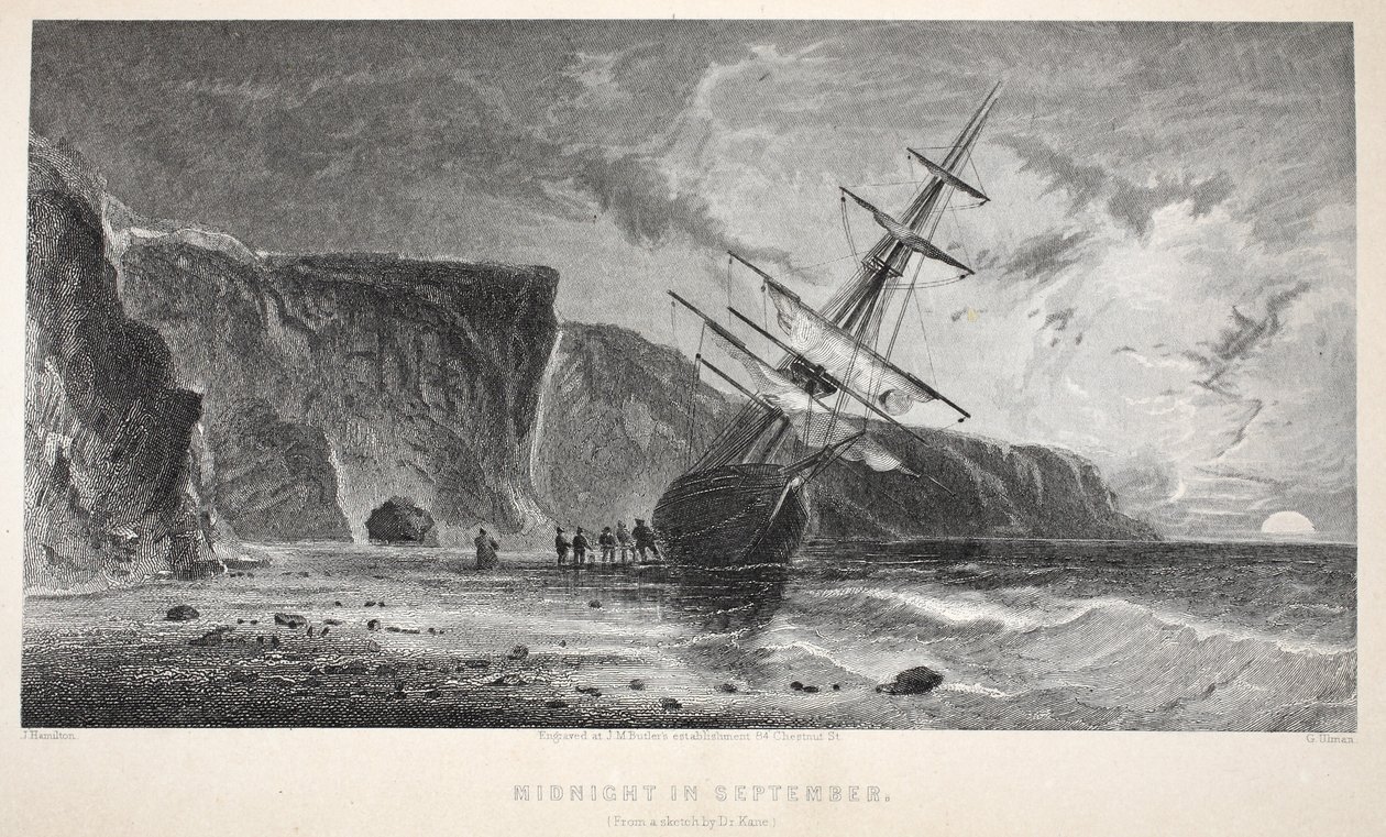 Szeptember éjfél, illusztráció a "A második Grinnell-expedíció Sir John Franklin nyomában..." című filmből, 1856 alkotó: Elisha Kane