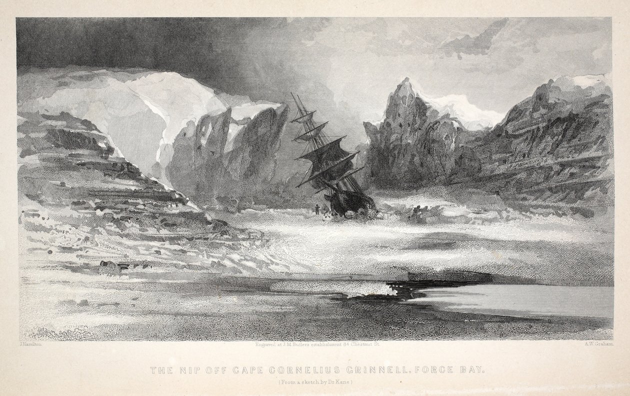 A Cornelius Grinnell-foknál, Force Bay, illusztráció a "The second Grinnell Expedition in Search of Sir John Franklin..." című könyvből, 1856. alkotó: Elisha Kane
