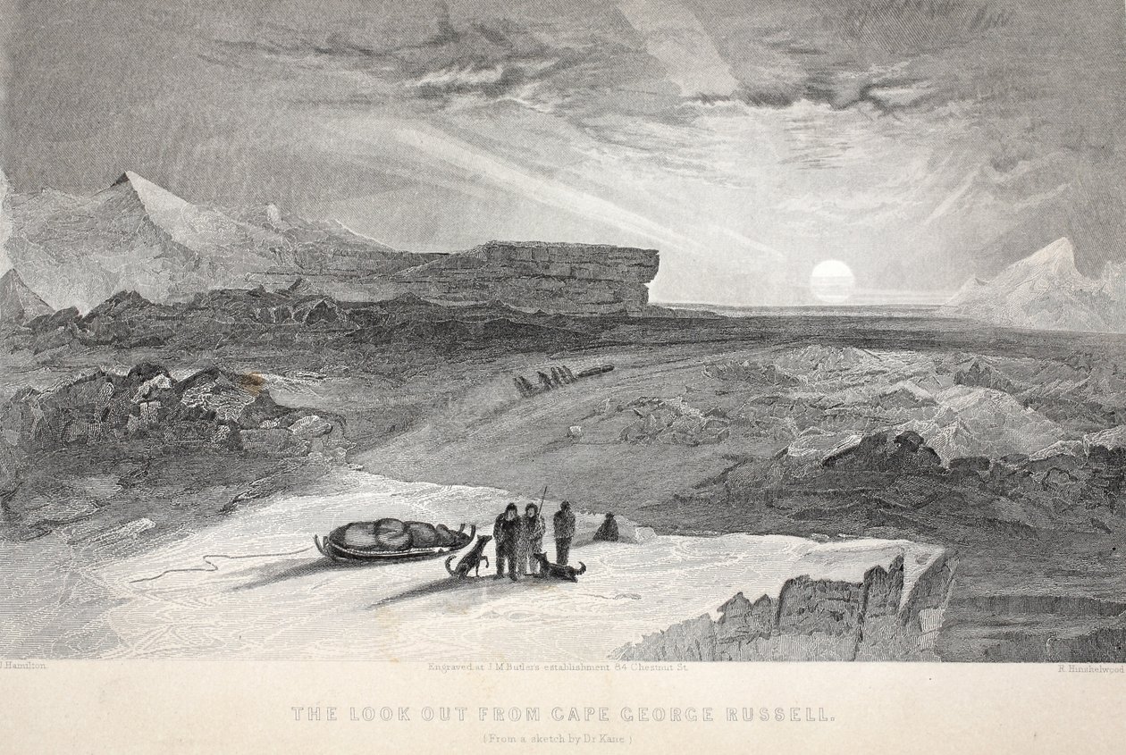 Kilátás a George Russell-fokról, illusztráció a "The second Grinnell Expedition in Search of Sir John Franklin..." című könyvből, 1856. alkotó: Elisha Kane
