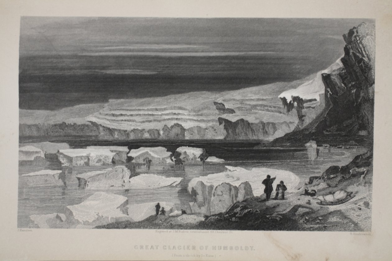 A Humboldt-gleccser, illusztráció a "Második Grinnell-expedíció Sir John Franklin keresésére" című könyvből, 1856. alkotó: Elisha Kane