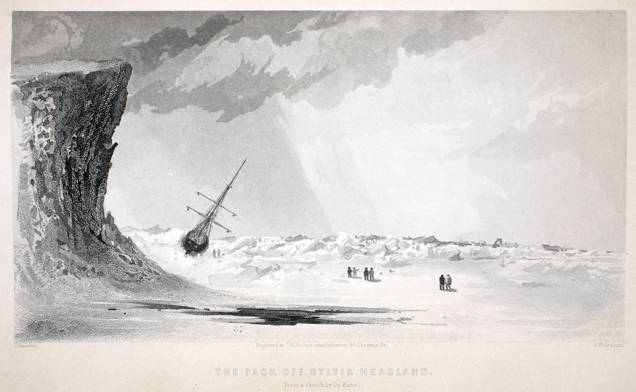 A csomag Sylvia Headlandről, illusztráció a "A második Grinnell-expedíció Sir John Franklin nyomában..." című filmből, 1856 alkotó: Elisha Kane