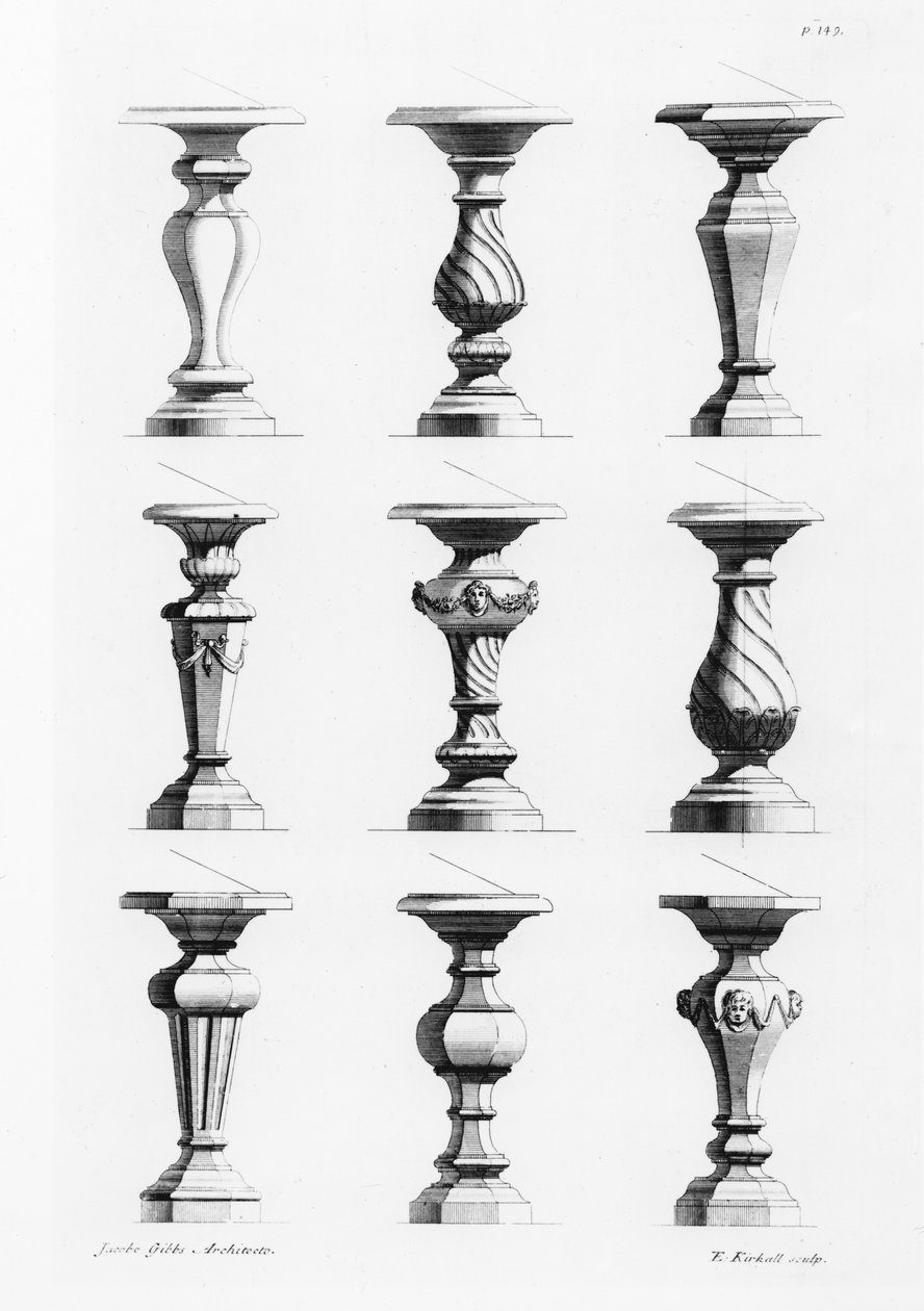 Talapzatok, A Book of Architecture, James Gibbs (1682-1754), 1739-ben megjelent (lásd még: 171988) alkotó: Elisha Kirkall