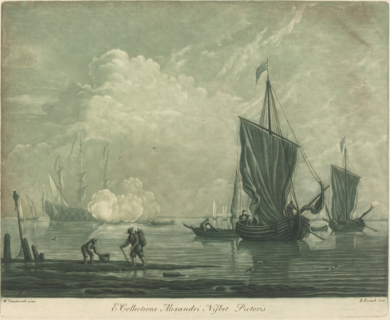 Szállítási jelenet Alexander Nisbit gyűjteményéből alkotó: Elisha Kirkall after Willem van de Velde the Elder