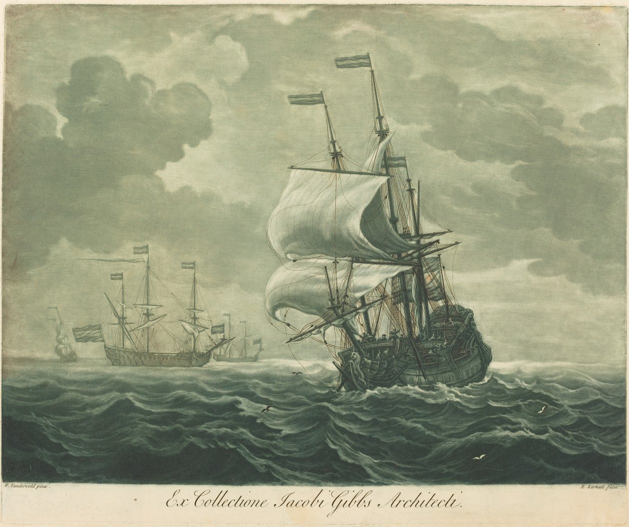 Szállítási jelenet Jacob Gibbs gyűjteményéből alkotó: Elisha Kirkall after Willem van de Velde the Elder