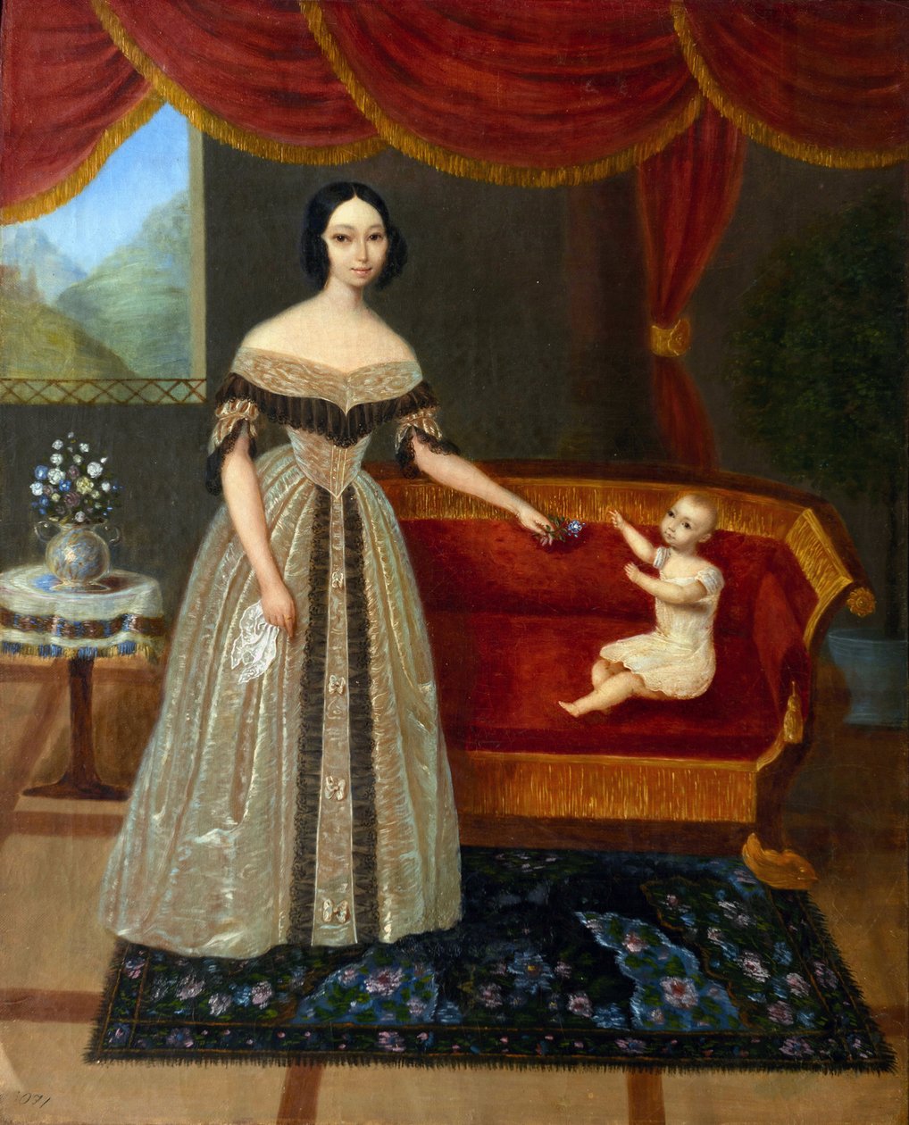 Elizaveta Andreevna Jurijevics (1809-1858) portréja fiával, Nyikolajjal (született 1837), Anonymous. Olajfestmény alkotó: Elizabeta Andreevna Yurievich