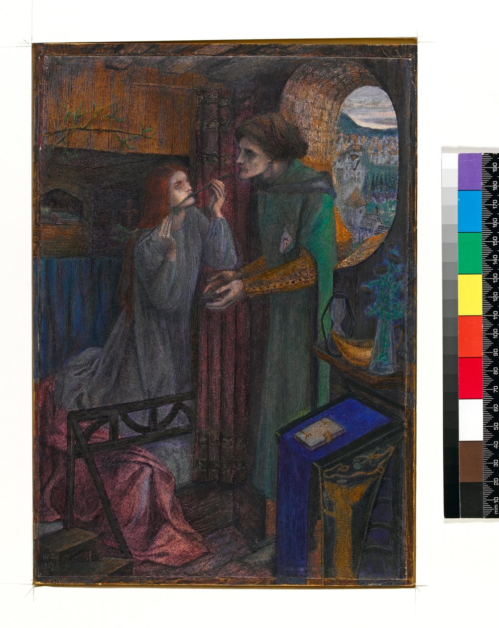 Clerk Saunders, 1857 (WC, gouache és kréta) alkotó: Elizabeth Eleanor Siddal