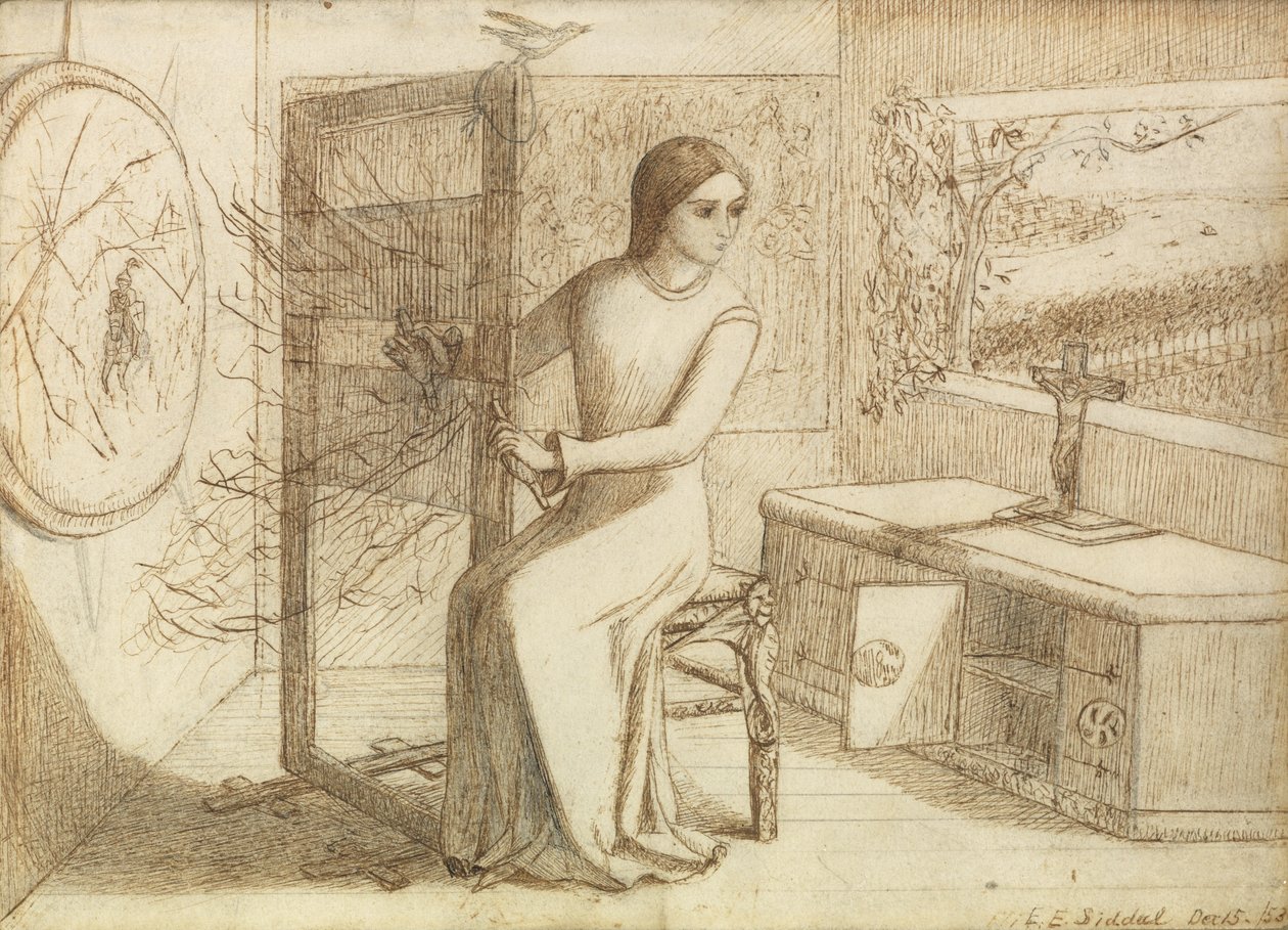 The Lady of Shalott, 1853 alkotó: Elizabeth Eleanor Siddal