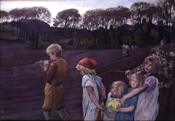 The Pied Piper, a tavasz allegóriája (olaj, vászon) alkotó: Elizabeth Adela Stanhope Forbes