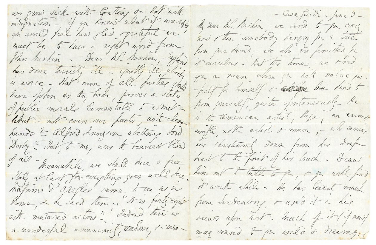 Autogram levél John Ruskinnak, Casa Giudi, Firenze, 1859. június 3 alkotó: Elizabeth Browning