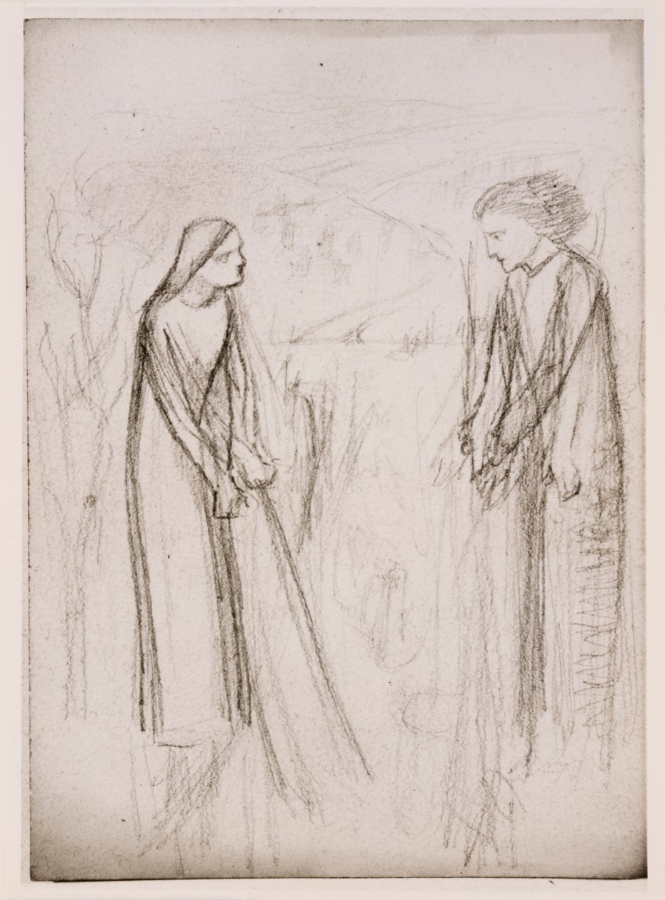 Annunciáció, valószínűleg 1970-77 körül (fekete-fehér fénykép, fehér papírra nyomtatva) alkotó: Elizabeth Eleanor (1834 62) (after) Siddal