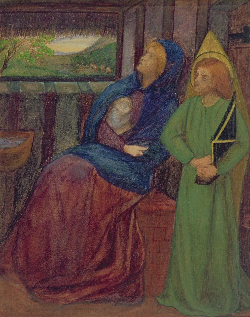 Szent Család, 1856 körül (akvarell, papír) alkotó: Elizabeth Eleanor Siddal