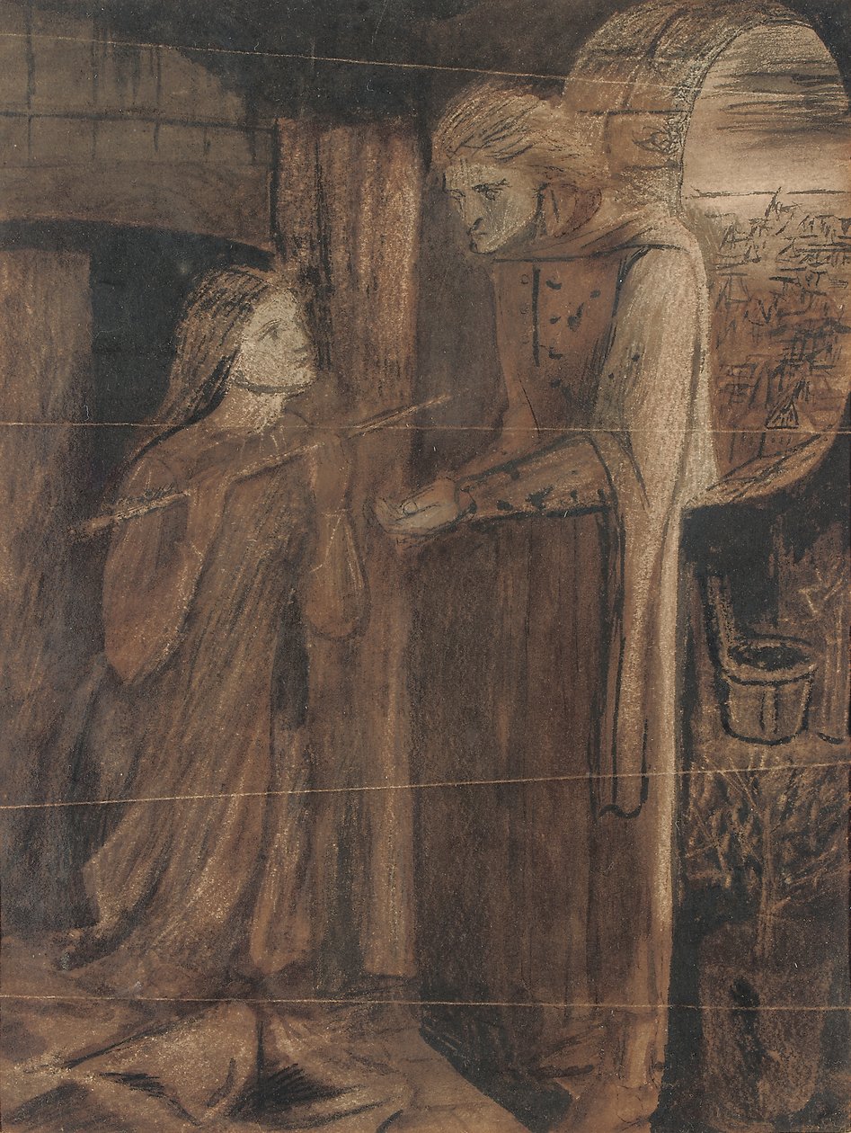 Clerk Saunders (akvarell gumiarábikummal és kikarcolással, papíron) alkotó: Elizabeth Eleanor Siddal