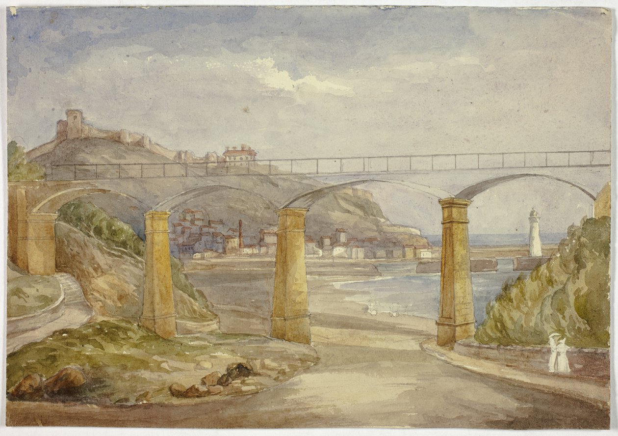Scarborough (recto) és Házvázlat anyával és gyermekeivel (fordítva) alkotó: Elizabeth Murray