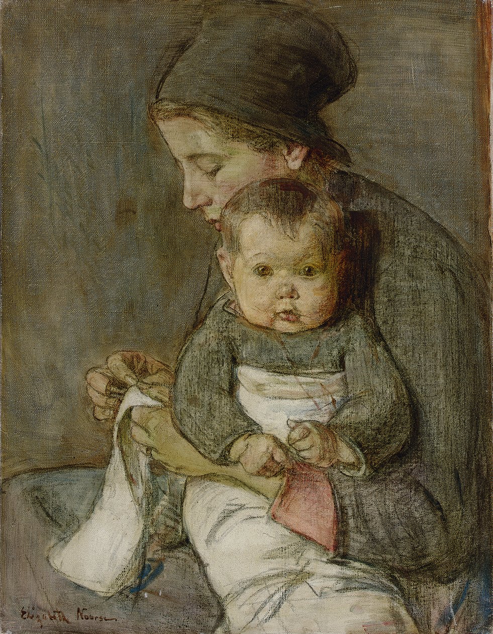 Anya és baba (olaj, vászon) alkotó: Elizabeth Nourse