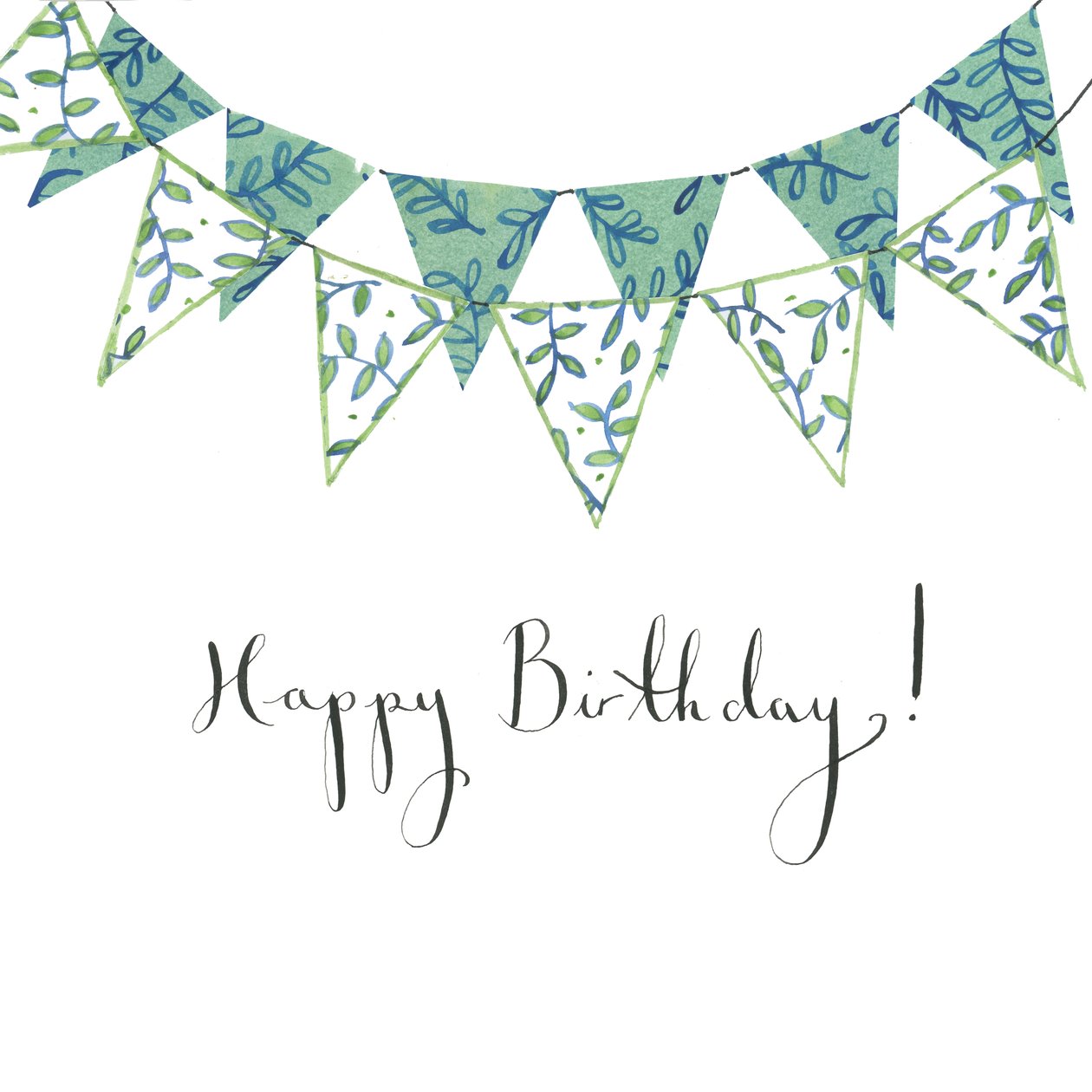 Happy Birthday Bunting, 2018 (akvarell és kollázs) alkotó: Elizabeth Rider