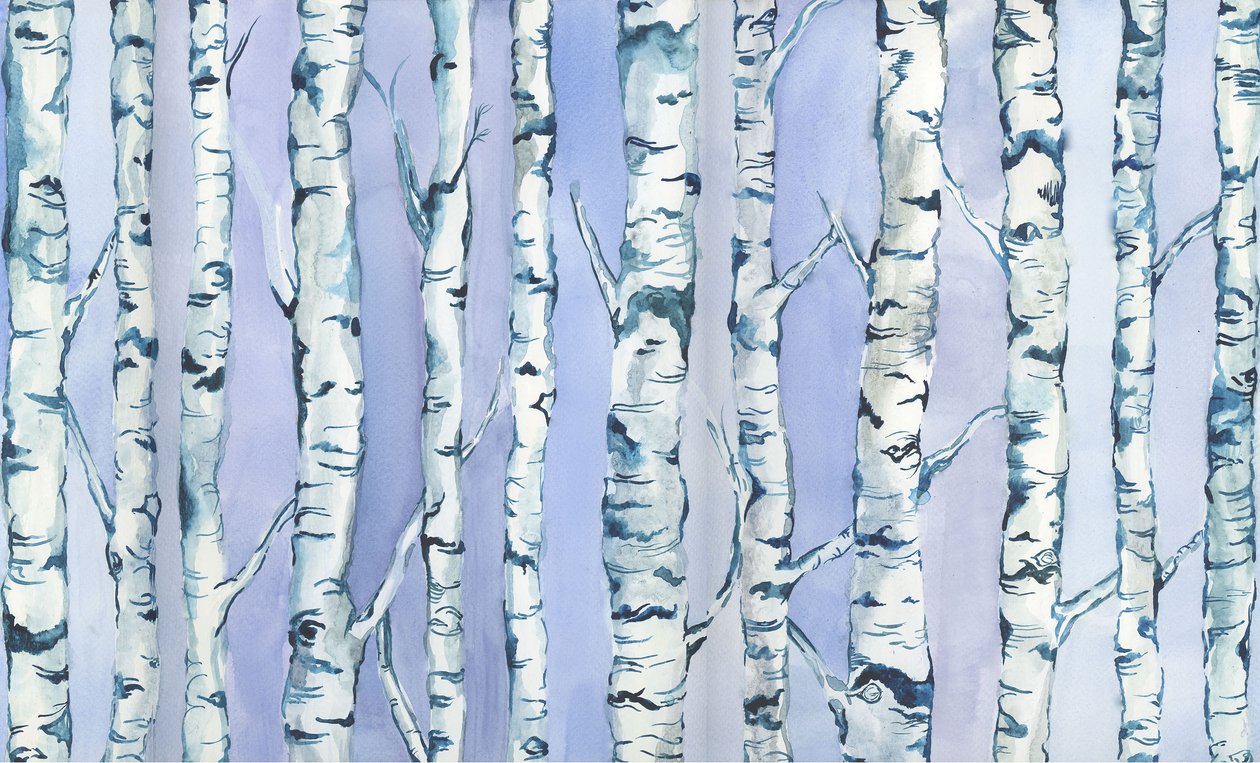 Silverbirch Forest, 2018 (akvarell és akril) alkotó: Elizabeth Rider