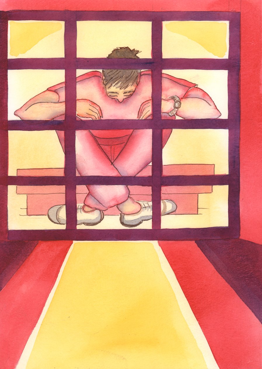 A bűn csapdájába esett ember olyan, mint egy ketrecbe zárt fogoly, a kulccsal a belsejében, 2004 (papíron nyomva) alkotó: Elizabeth Wang