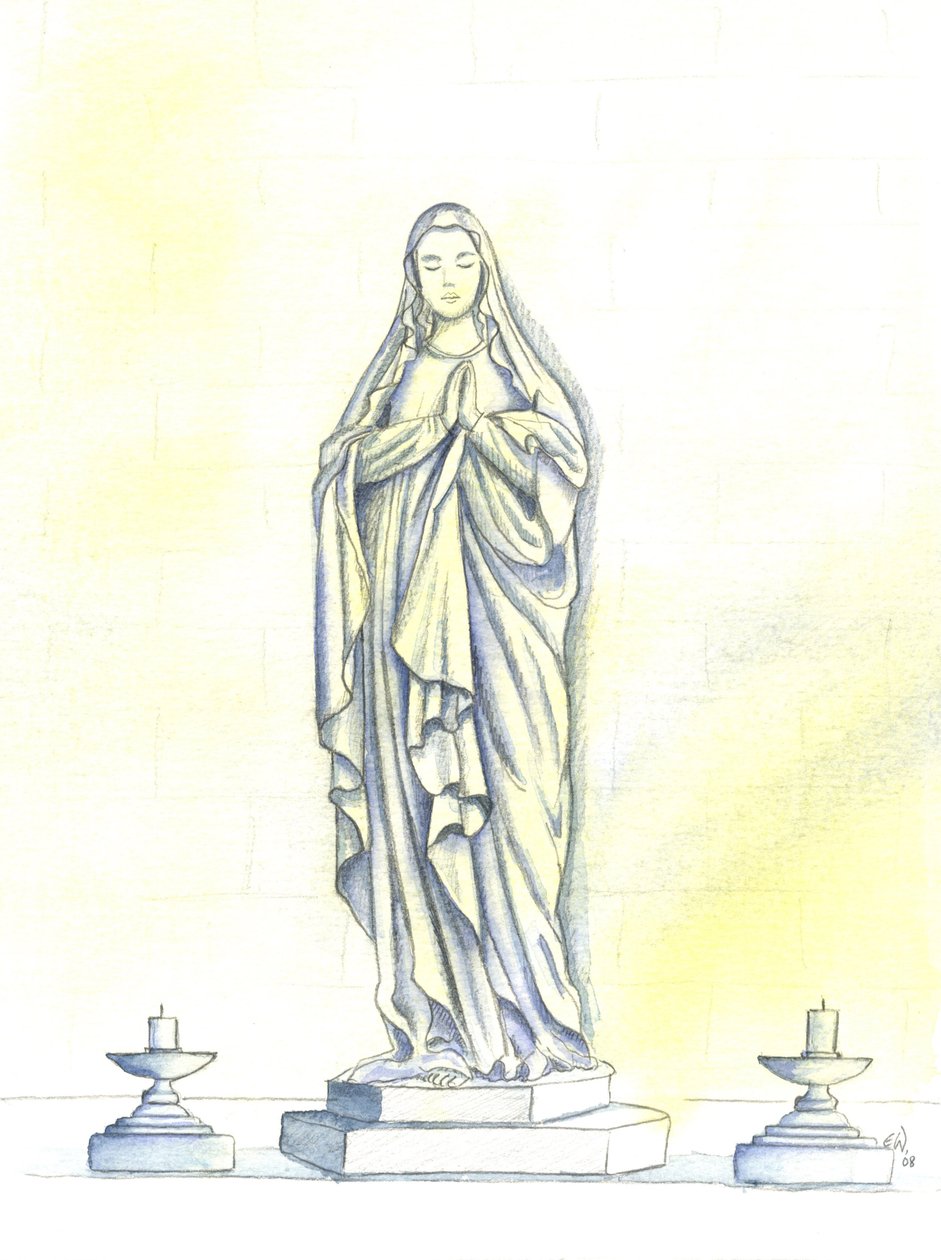 Boldogságos Szűz Mária szobra, 2001 (papíron) alkotó: Elizabeth Wang