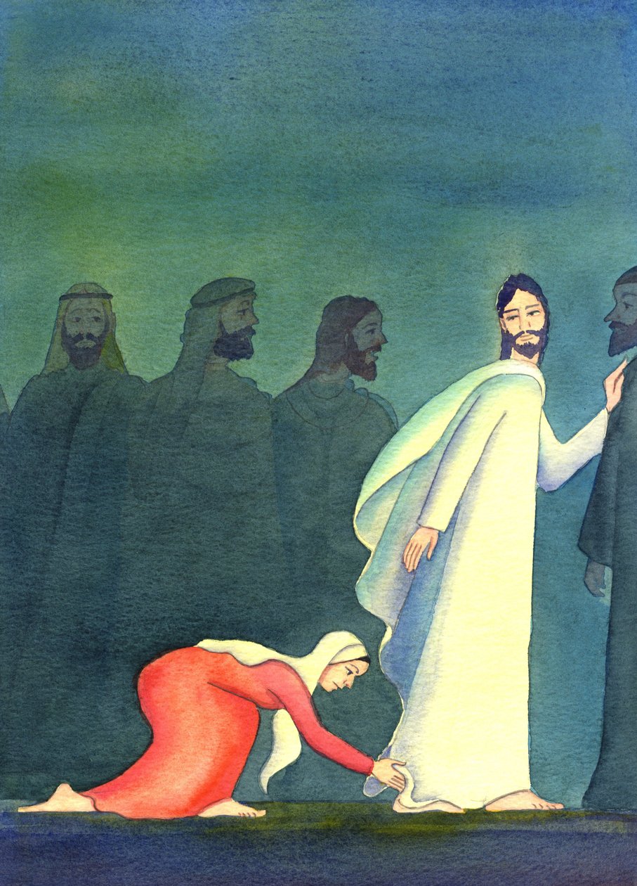 Egy nő azt gondolta magában: "Ha csak a ruhája szegélyét érinthetem meg, meggyógyulok", 2001 (papíron) alkotó: Elizabeth Wang