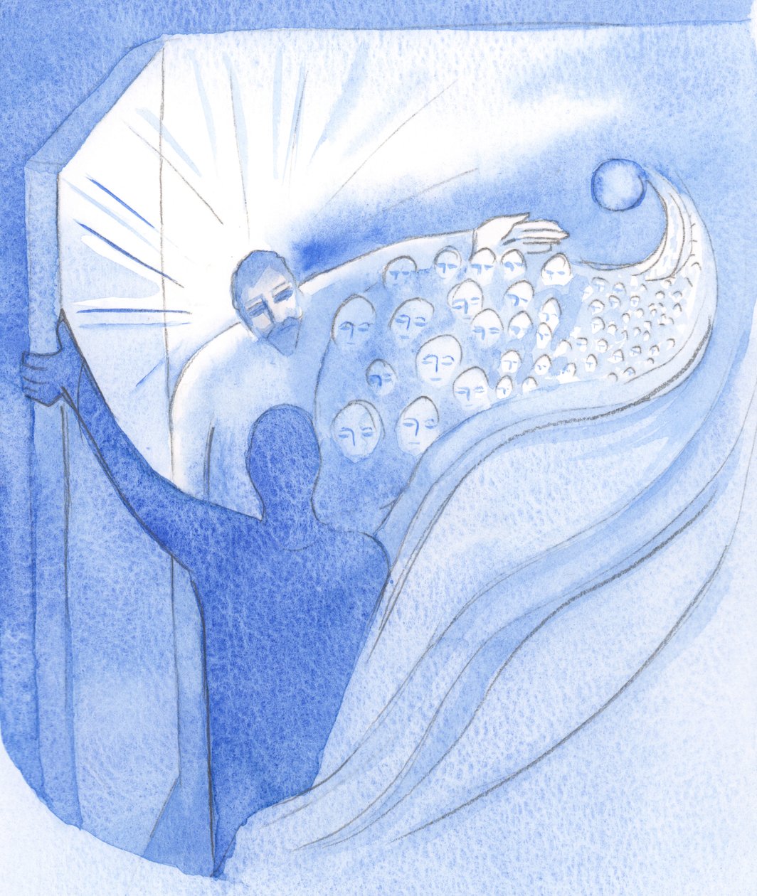 A mennybemenetelkor Krisztus, testvérünk, diadalmasan visszatért az Atyához, és utat nyitott számunkra a mennybe, 2001 (papíron nem) alkotó: Elizabeth Wang