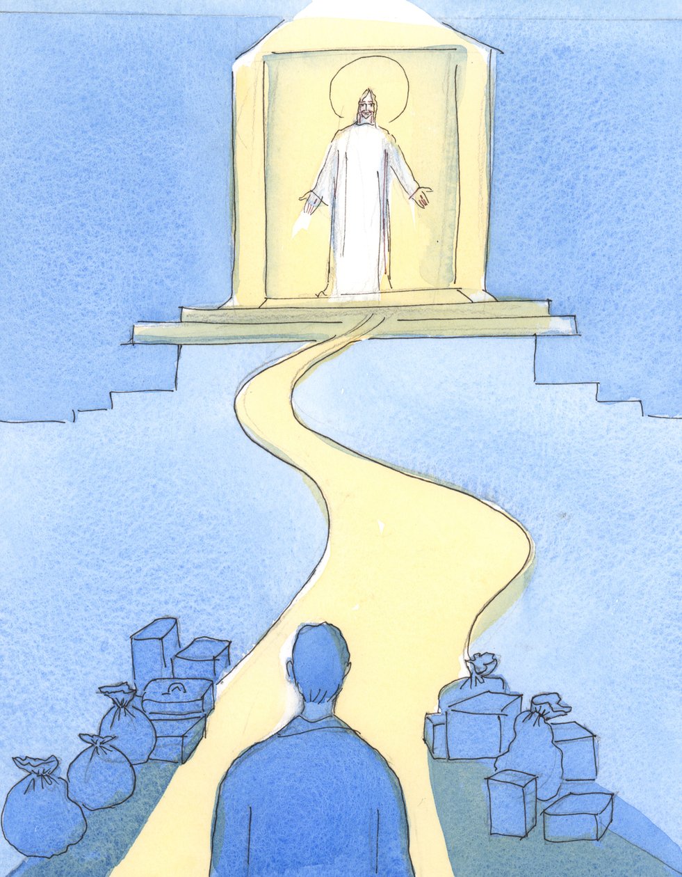 Krisztus a tabernákulumban vár ránk, mintha a mennybe vezető „kapunál” állna, 2004 (papíron) alkotó: Elizabeth Wang