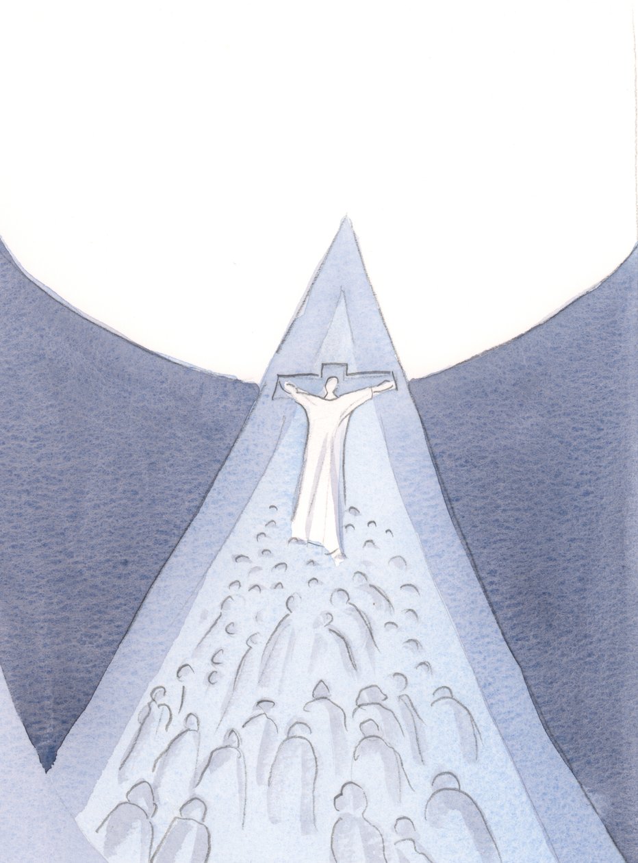 Krisztus szenvedésével, halálával, feltámadásával és mennybemenetelével utat nyitott a mennybe – ez az út, amelyet követhetünk., 2000 (papíron nem) alkotó: Elizabeth Wang