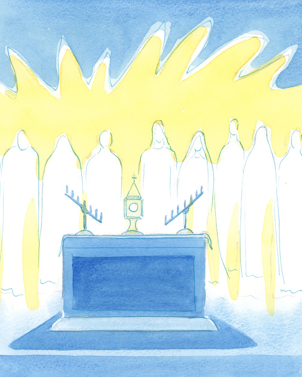 Krisztus szeret felfrissülést és új bátorságot hozni barátainak az Oltáriszentségben való valódi jelenlétével, 2003 (papíron). alkotó: Elizabeth Wang
