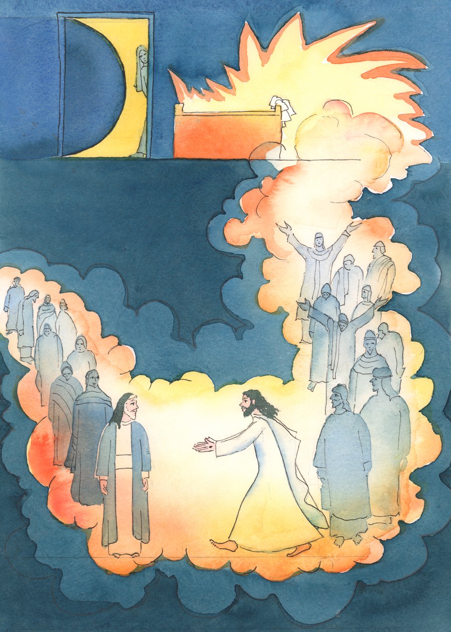 Krisztus rohant, hogy lássa Ábrahámot az alvilágban, 2004 (papíron nélkül) alkotó: Elizabeth Wang
