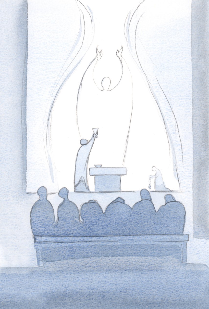 Krisztus áldozati imája tökéletes. Hozzánk tartozik, és minden igényünket magában foglalja., 2000 (papíron w/c) alkotó: Elizabeth Wang