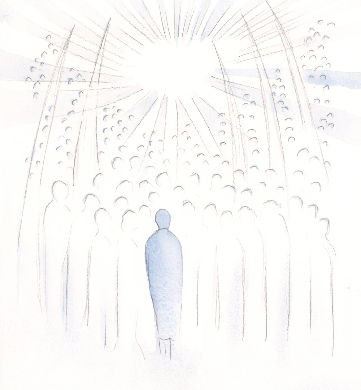 Minden ember, akiért imádkozunk, Isten fényébe emelkedik, és a szentek imái segítik őket, 2000 (papíron). alkotó: Elizabeth Wang