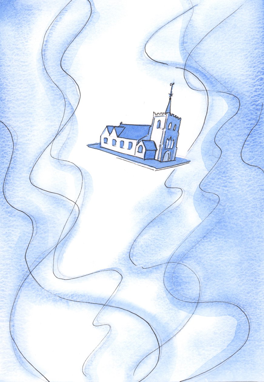 Isten szentsége olyan nagy, hogy - egyszerre - betölti templomunkat, ugyanakkor láthatatlan fényben és tűzben tartja az egész épületet, 2002 (papíron nem) alkotó: Elizabeth Wang