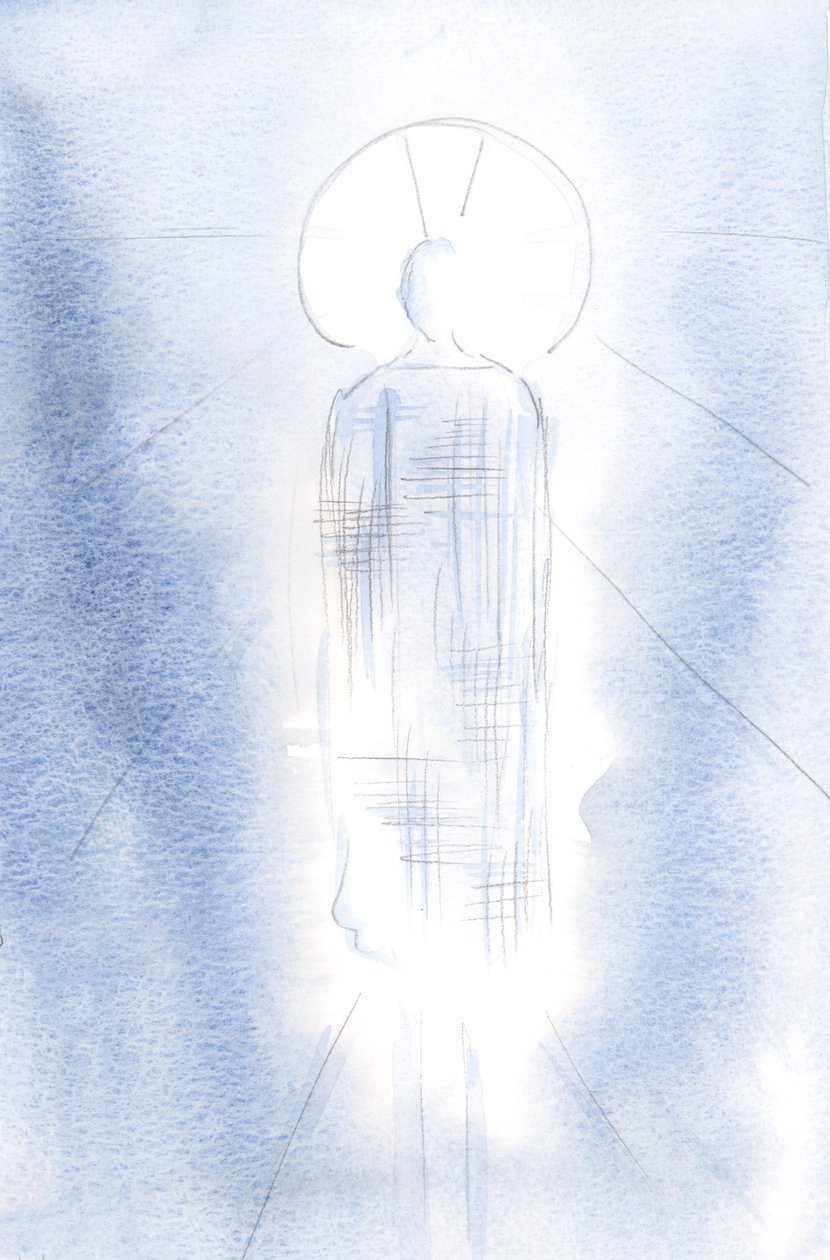 Fenségesen állt, királyi köntösben, fejét fénnyel övezte., 2001 (papíron nem) alkotó: Elizabeth Wang
