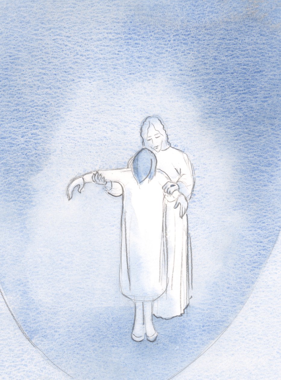 Ha eggyé válunk Krisztussal a szenvedésben (türelmesen viselve), eggyé válunk Vele az imában, 2000 (papíron) alkotó: Elizabeth Wang
