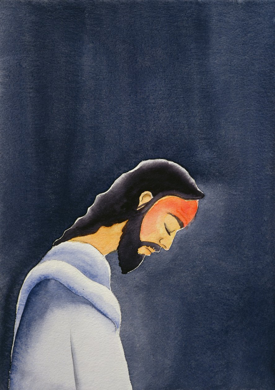Jézus kínjában imádkozik a Gecsemánéban az Atyjához, 2006 (papíron) alkotó: Elizabeth Wang