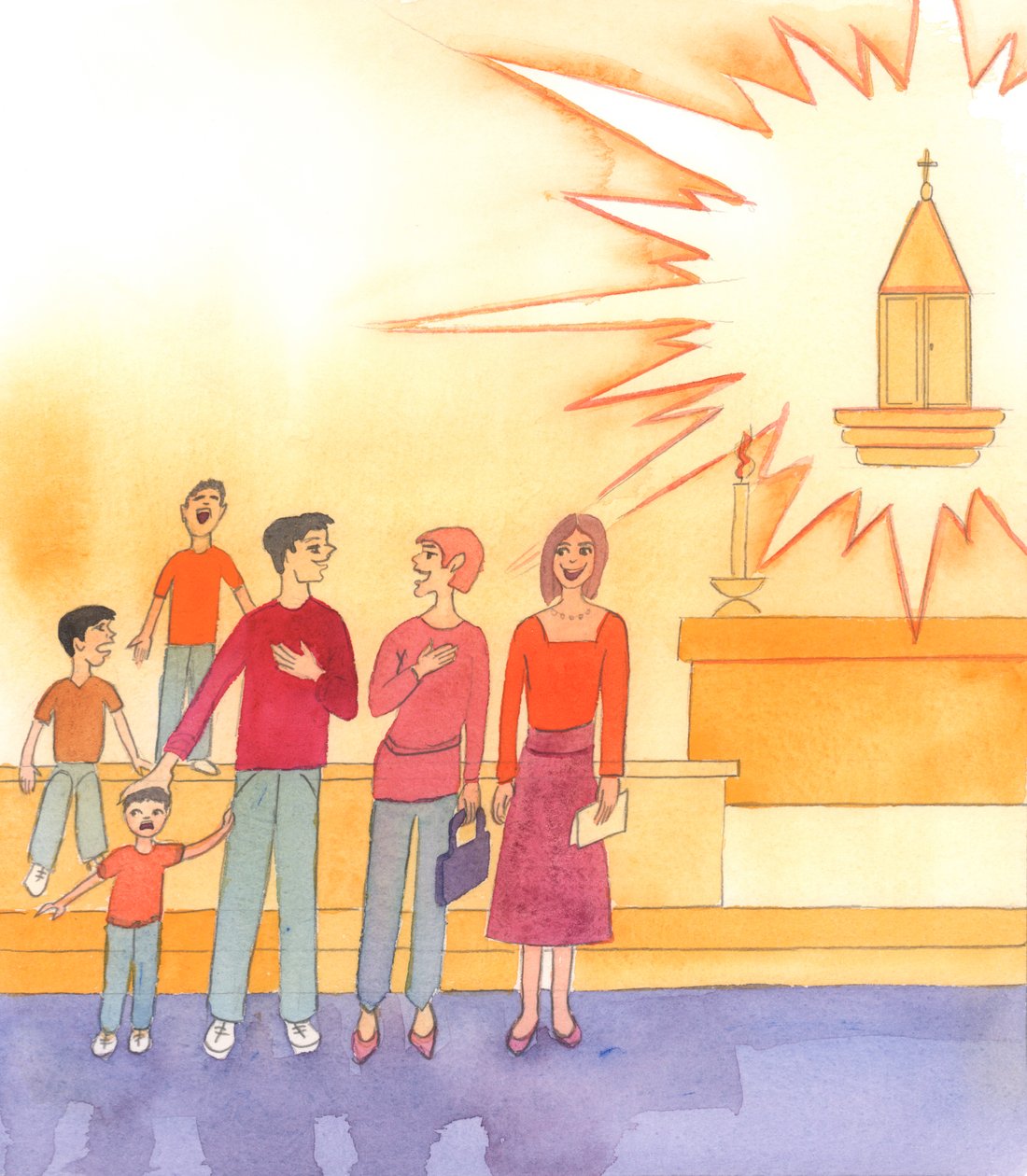 A templomban a mennyország küszöbén állunk, Krisztus Istenünk Jelenlétében, 2003 (papíron) alkotó: Elizabeth Wang