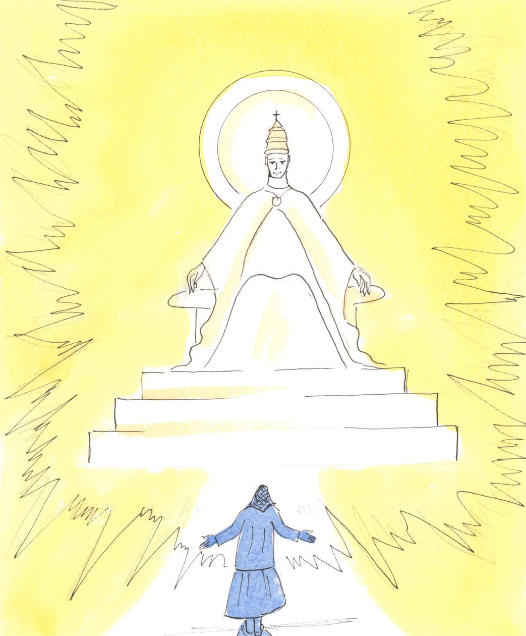 A hitben lángoló fényt láthatunk, magasan a templomban, a szentély felett, 2004 (papíron nem) alkotó: Elizabeth Wang