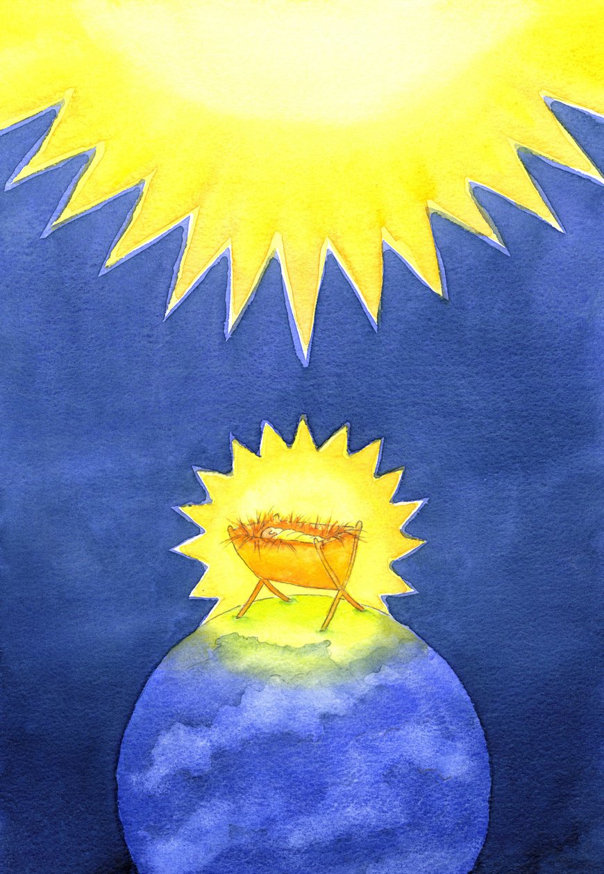 Jézus Krisztus Isten teremtette ember; Mégsem hatalommal jött a földre, hanem tehetetlen babaként, 2001 (papíron nem) alkotó: Elizabeth Wang