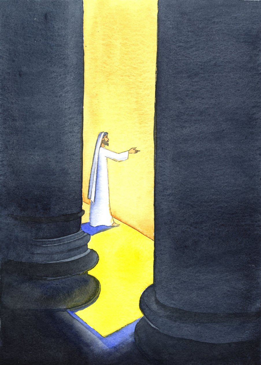 Jézus Krisztus prédikált a templomban, és a tömeg ragaszkodott szavaihoz, 2001 (papíron nem) alkotó: Elizabeth Wang