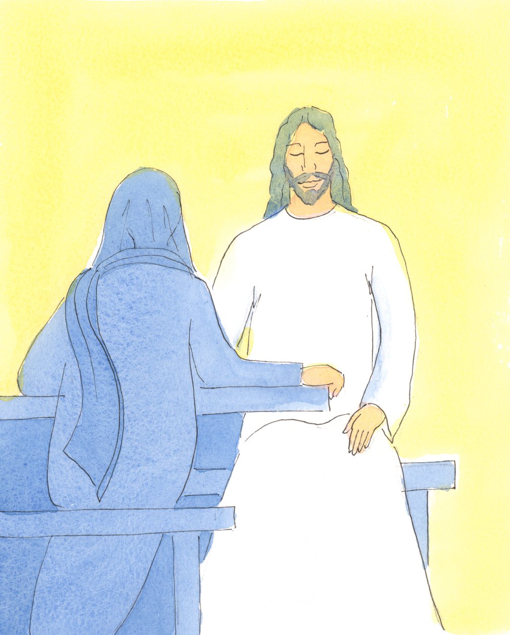 Jézust felfrissítette és boldoggá tette az, hogy barátaival ült Betániában, üdvözlő csendben, 2004 (papíron) alkotó: Elizabeth Wang