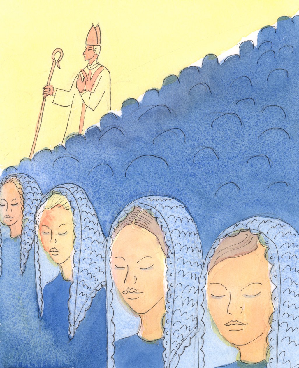 A fej lefedése és felfedése fontos a Bishops számára, 2004 (papíron) alkotó: Elizabeth Wang