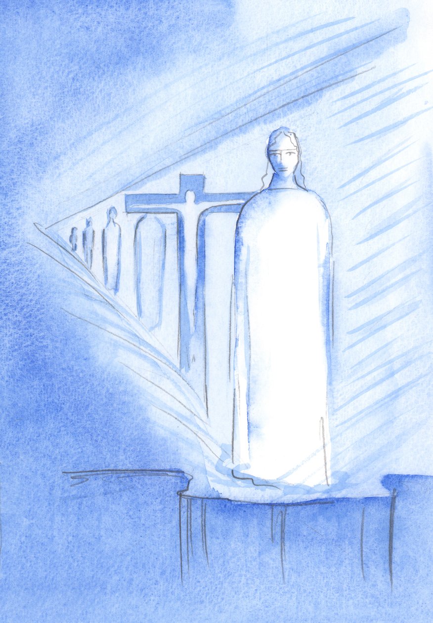 Az Oltáron találkozhatunk Krisztussal az Oltáriszentségben; személyében és jelenlétében Krisztus életének minden szakaszát megérinthetjük, 2001 (papíron) alkotó: Elizabeth Wang