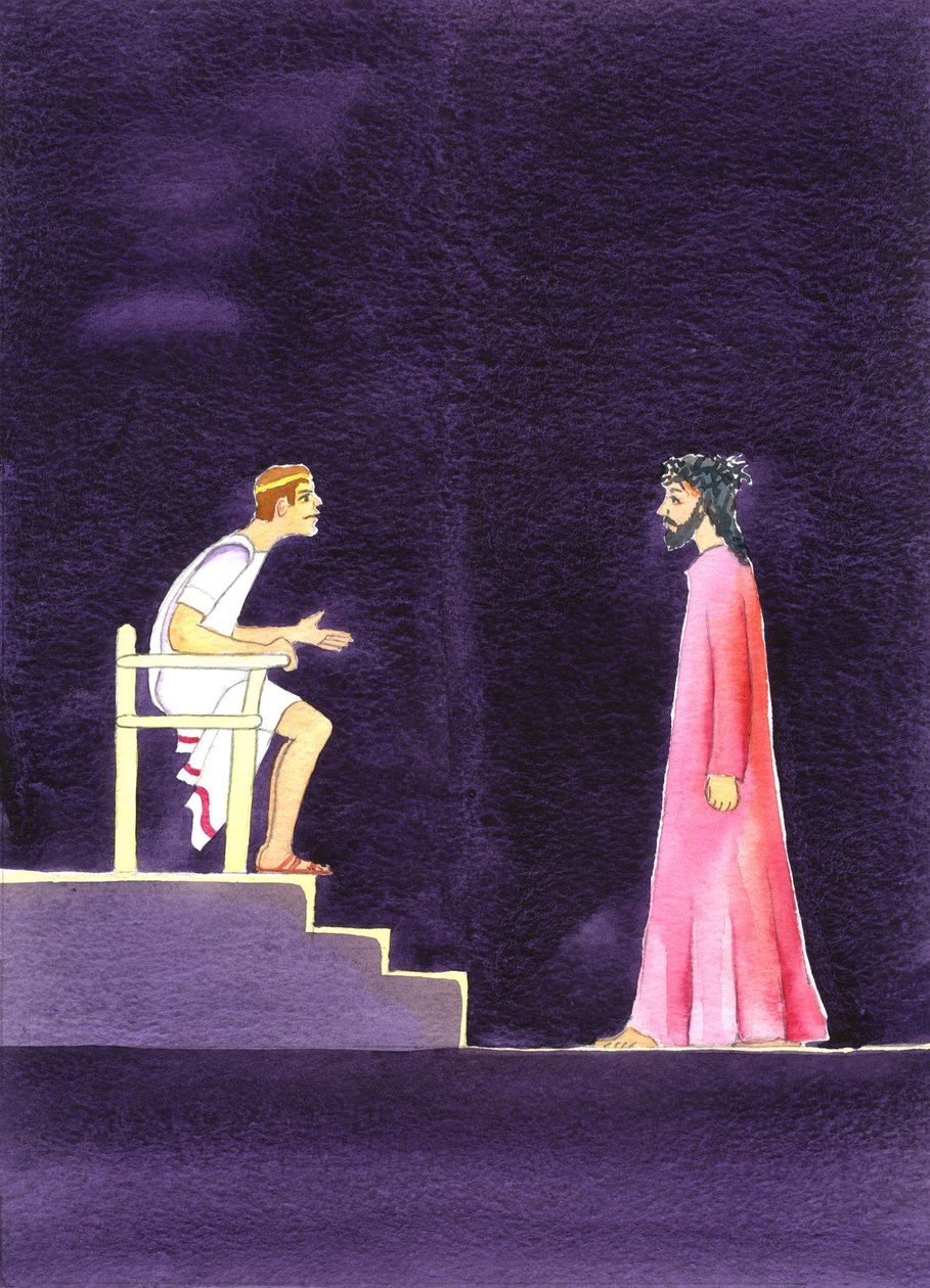 – Mi az Igazság? mondta Pilátus Jézusnak, 2001 (w/c papíron) alkotó: Elizabeth Wang