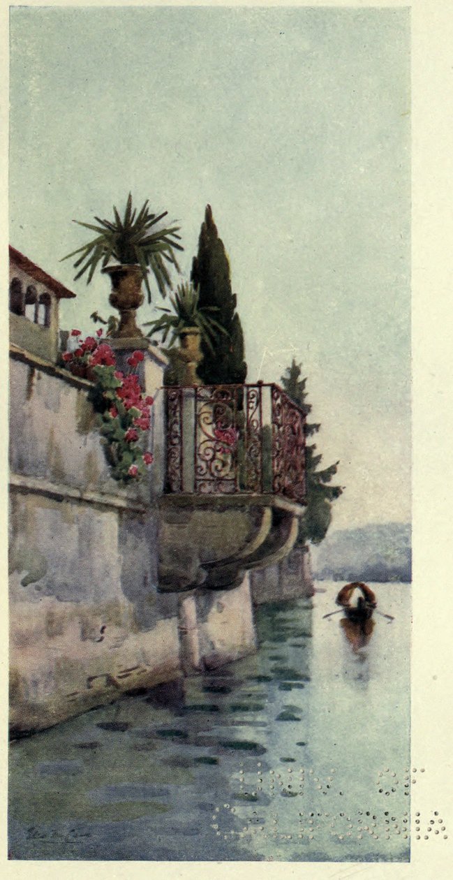 Erkély, Lago di Como, Illusztráció: "Az olasz tavak" Richard Bagottól alkotó: Ella Du Cane