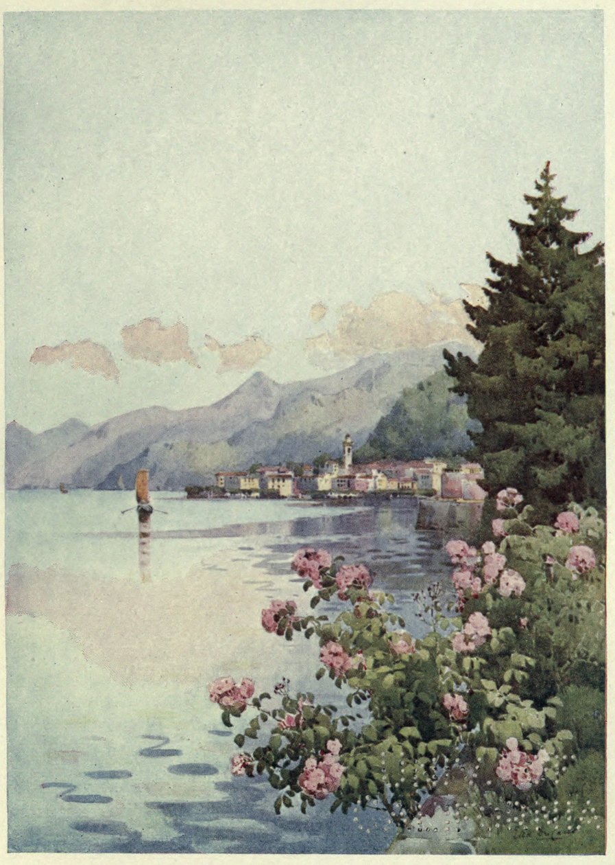 Bellagio a Villa Melziből, Lago di Como, Illusztráció az olasz tavakból, Richard Bagot alkotó: Ella Du Cane